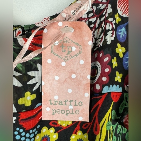 NWT Traffic People Floral Fringe Maxi Dress, Black, Multi, Size XL - Picture 7 of 16